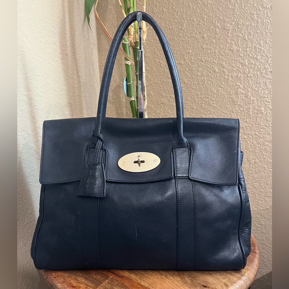 Mulberry Deep Purple Bayswater Leather Tote with Gold Hardware